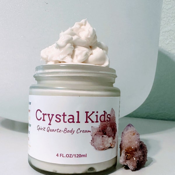 CRYSTAL KIDS (cosmetics for sensitive kids) - Spirit Quartz Body Cream, Crystal Infused H2O, Soothing, NON-Toxic with B5 & Urea
