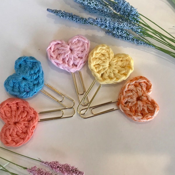 Crochet Heart Planner Clip Paperclip Bookmark