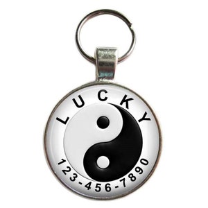 Yin Yang Dog ID Tag: Silver Plated Pet Tag