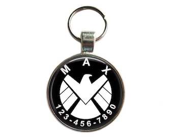 Placa de identificación personalizada para perros - Agentes de SHIELD (Marvel): Placa para mascotas chapada en plata