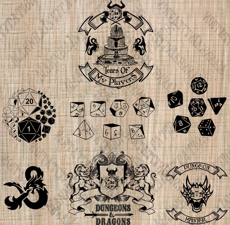 7 Dungeons and Dragons clipart D&D Logo picture Silhouette | Etsy