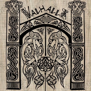 Nur für den persönlichen Gebrauch! Wikinger Bilder - SVG PNG EPS Dxf - Valhalla Schutz - Silhouette - Cut Files - Digital File - Tor zu Walhalla
