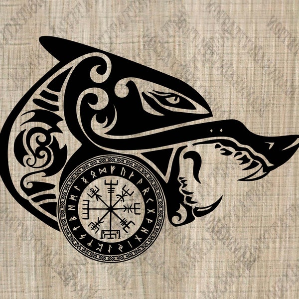 For personal use only! Viking - SVG PNG EPS Dxf - Fenrir - Vegvisir - terrifying wolf - Viking symbols - Pagan Symbols - Viking Compass
