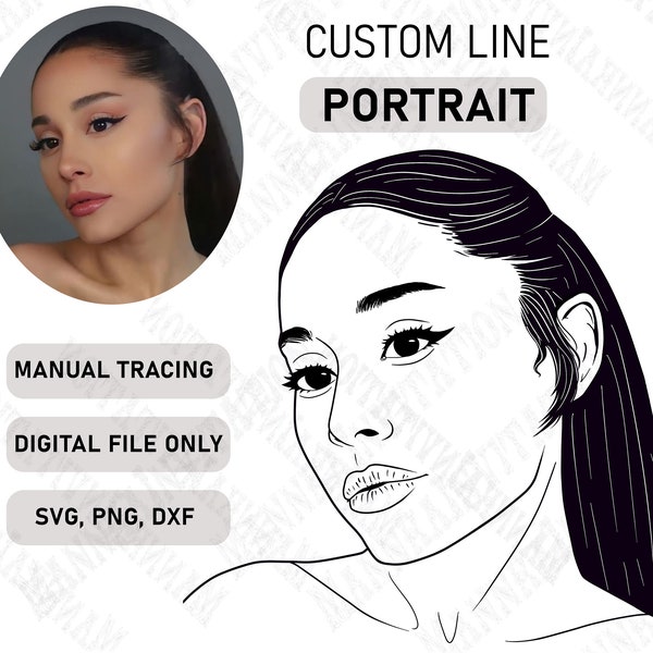 Custom SVG Portrait - From Photo to SVG cutting file - Line SVG portrait - Custom Silhouette Portrait - Photo to vector - Cricut Silhouette