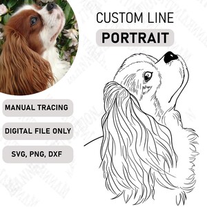 カスタムペットアウトライン描画 SVG ポートレート - 犬の写真から SVG カットファイルへ - ライン SVG ポートレート - 写真からベクターへ - Cricut シルエット