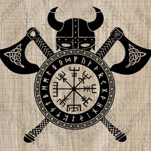 Nur für den persönlichen Gebrauch! Wikinger Bilder - SVG PNG EPS Dxf - Walhalla Schutz - Silhouette - Digitale Datei - Wikinger Waffen - Vegvisir