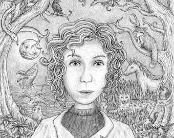 Illustrator for hire, graphite drawing commission, custom sketch design for book, gift, poet, label, decor