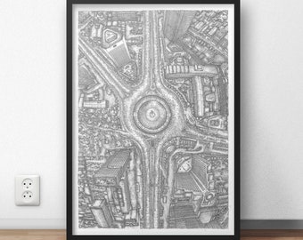 Jakarta art print, hand drawn city art for decor, wall art, gift