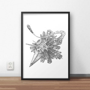 Impresiones de arte detalladas de Corea hechas a mano dibujadas para la decoración del hogar, arte original de Ipan