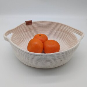 Custom MTO Cotton Rope Bowl 9 with Handles, Natural or with Color Added image 1