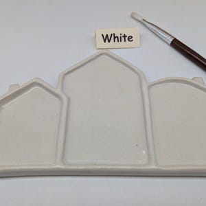 6" Row Houses, Ceramic Palette, Hand Carved Palette, Acrylic Paint Palette, Watercolor Palette, Gouache, Ink Row Houses White