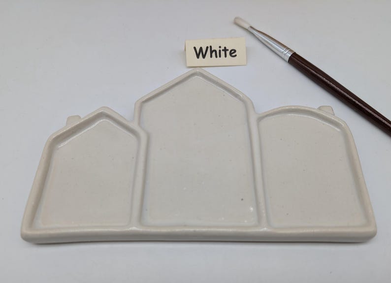 6" Row Houses, Ceramic Palette, Hand Carved Palette, Acrylic Paint Palette, Watercolor Palette, Gouache, Ink Row Houses White