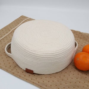 Custom MTO Cotton Rope Bowl 9 with Handles, Natural or with Color Added image 3