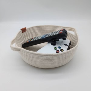 Custom MTO Cotton Rope Bowl 9 with Handles, Natural or with Color Added image 4