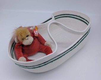 Custom (MTO) - The Natalie Project Basket (large) - Oval 3" High with Handles, Cotton Rope Basket, Knitting, Toys, Carryall