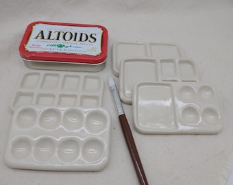 Tin Travel Palette - Altoid Tin Palette, Ceramic Palette, Carved Paint Palette, Stacking Palette, Watercolor, Acrylic