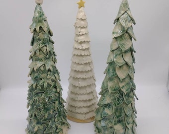 Leaf Trees, 13" - Tall Trees, Ceramic Trees, Christmas Trees, Decorative, Collector