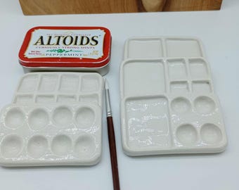 Tin Travel Palette - Altoid Tin Palette, Ceramic Palette, Carved Paint Palette, Stacking Palette, Watercolor, Acrylic