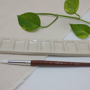 Hand Carved Ceramic 9-Well Palette: 10&quot; Watercolor, Gouache, Acrylic