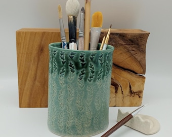 Custom (MTO ) Paintbrush Storage - Utensil Jar, Paintbrush Holder, Large Vase - 5.5" Tall, Oval, Countertop