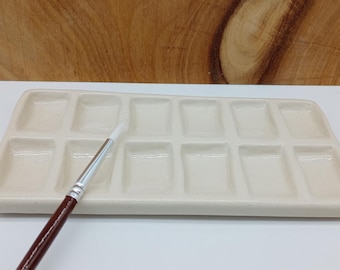 Custom (MTO) 12 Well (6x2) Extension Palette, Watercolor, Acrylic, Ink, Hand Carved Palette