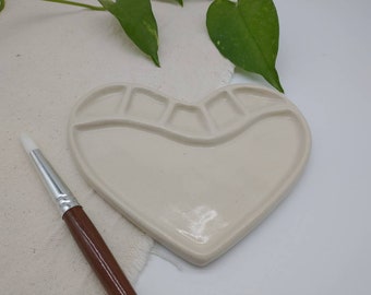 5" Heart Ceramic Palette, Hand Carved Palette, Valentine Palette, Acrylic Palette, Watercolor Palette, Gouache, Ink