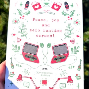 Computer Science Programming Christmas Card, Zero Runtime Errors, STEM Humor Blank Greeting Card (A2 Size) image 2