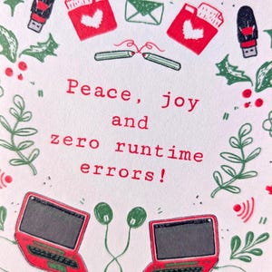 Computer Science Programming Christmas Card, Zero Runtime Errors, STEM Humor Blank Greeting Card (A2 Size) image 6