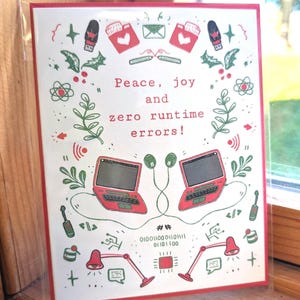 Computer Science Programming Christmas Card, Zero Runtime Errors, STEM Humor Blank Greeting Card (A2 Size) image 7