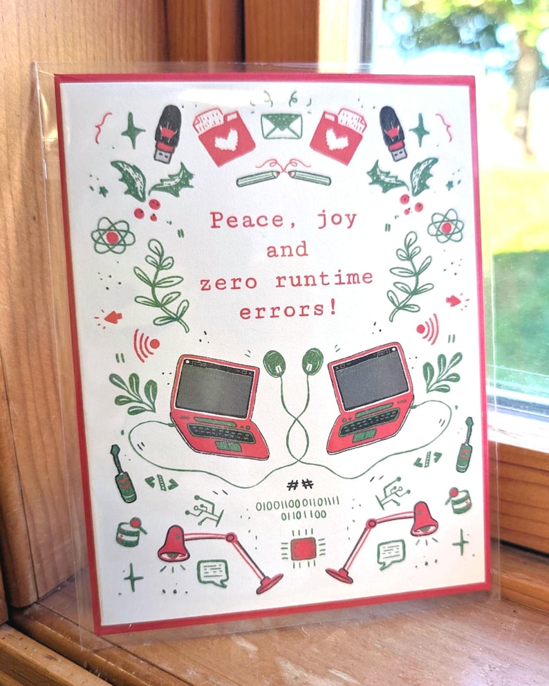 Computer Science Programming Christmas Card, Zero Runtime Errors, STEM Humor Blank Greeting Card (A2 Size) image 7