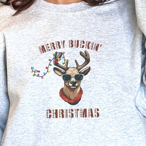 Funny Unisex Reindeer Christmas Sweatshirt, Ugly Christmas Sweater, Silly Holiday Shirt, Humorous Merry Xmas sweatshirt for men and women
