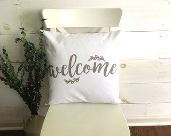 Welcome throw pillow cover | Farmhouse decor | farmhouse pillow | welcome | Welcome pillow | entryway pillow | pillow cover | throw pillow