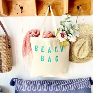 BEACH BAG over sized canvas tote, summer bag, big beach bag, large beach bag, reusable shopping bag, women's beach bag, women's travel tote
