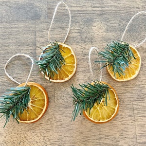 Set of 4 Dried Orange Slice Ornaments with faux greenery, handmade ornaments, primitive ornaments,rustic ornaments, Christmas decor, holiday