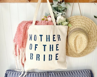 MOTHER of the BRIDE canvas tote bag, customizable wedding party gift, bridal party bag, destination wedding beach bag, bachelorette party