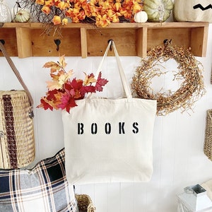 LIVRES grand sac fourre-tout, sac de bibliothèque, retour à l'école, sac de livre de lycée, sac de livre d'université, sac pour livres de bibliothèque, cartable, cadeau pour adolescents