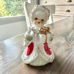 Vintage Lefton Ceramic Spaghetti Angel Bell Figurine made in Japan 1950s Kitschy Christmas MCM Mid Century Kitsch Holiday Decor Gift idea