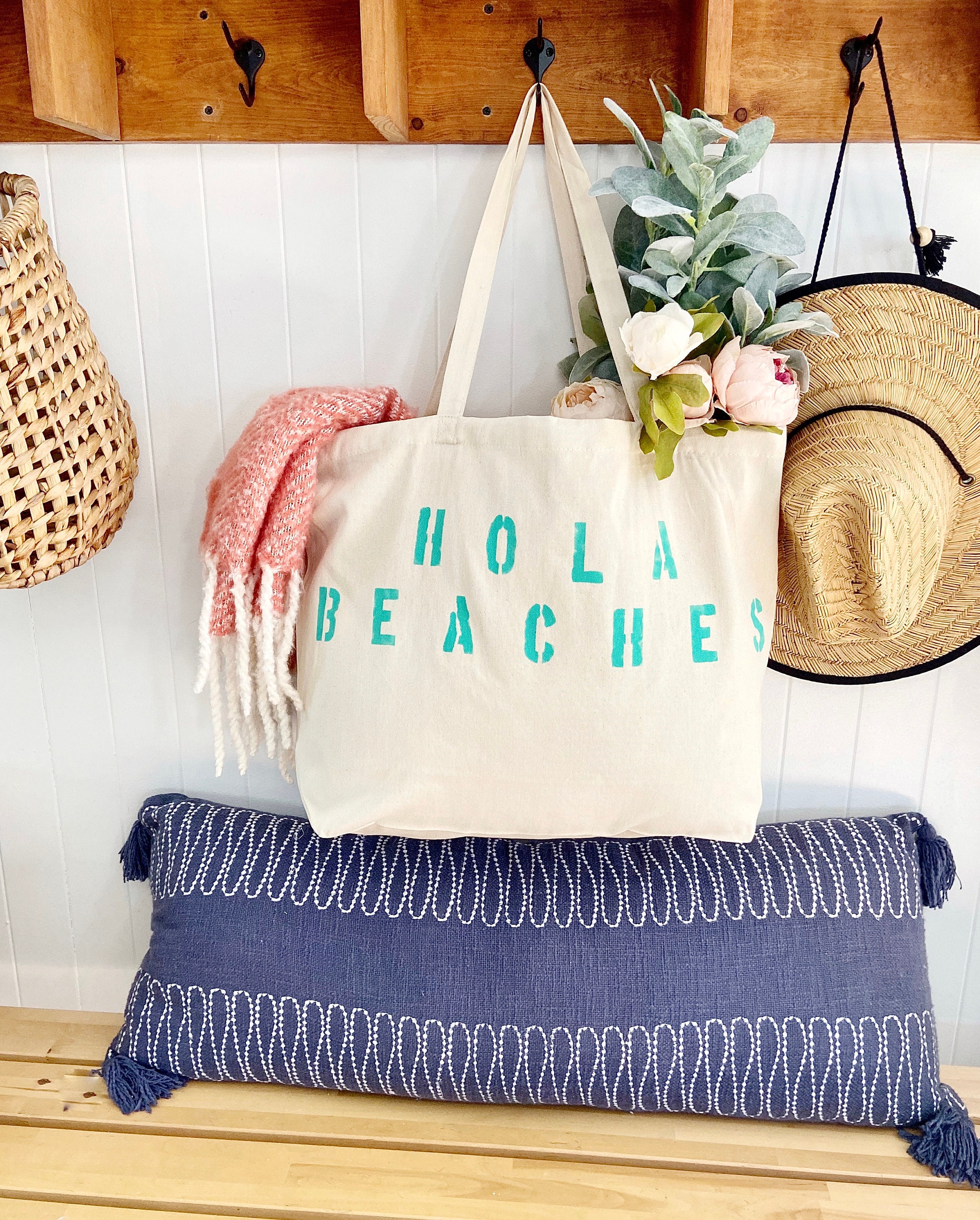 HOLA BEACHES Over Sized Tote, Summer Style, Beach Bag, Large