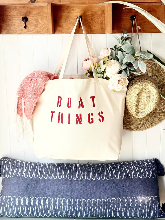 BOAT THINGS Oversized Canvas Tote, Reusable Boat Bag