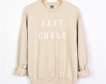 EAST COAST Crewneck Oversized Slouchy Sweatshirt For Her, Cozy Summer Pullover, Beach Trip Shirt, Gift For Teen, Beach Please, Salty Vibes