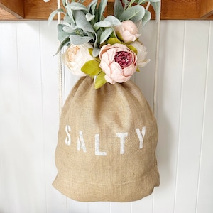 SALTY drawstring backpack, jute and cotton backpack, drawstring bag, SALTY backpack, beach bag, beach backpack, burlap bag, backpack, teen image 7