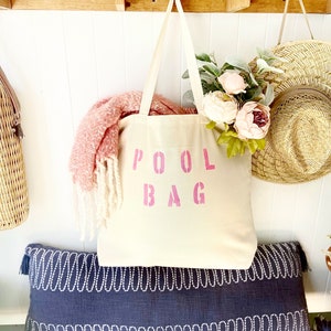 POOL BAG Übergroße Canvas-Einkaufstasche, Sommertasche, Tasche für den Pool, große Pooltasche, Einkaufstasche im minimalistischen Stil, anpassbare Tasche, Einkaufstasche