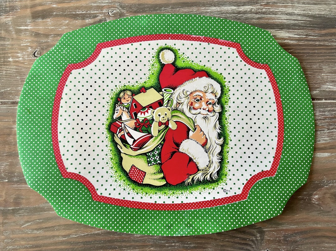 One Vintage Santa Gifts Vinyl Christmas Placemat for Xmas Etsy