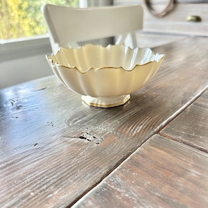Vintage Discontinued Lenox Symphony 6” Candy Dish Bowl, Ivory White Scalloped Rim Gold Trim, Made in the USA, Holiday Decor, Gift Idea