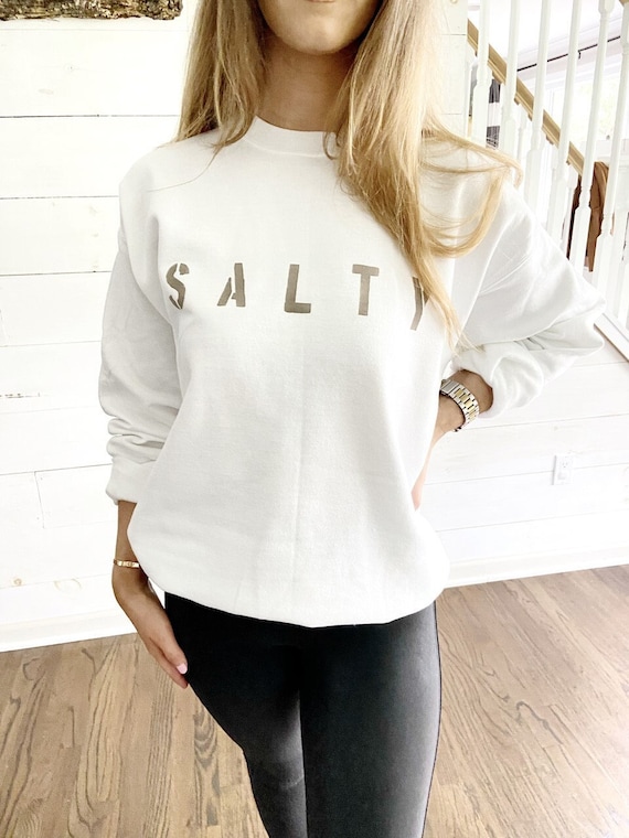 SALTY crewneck pullover sweatshirt for women, summer sweatshirt, salty shirt, beach sweatshirt, summer mom top, preppy minimalist sweatshirt