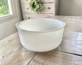 Vintage MCM Glasbake Made for Sunbeam Milk Glass Mixing Bowl 19CJ 9.5" Round, Mid Century Kitchenware, Baking Collectible, Collector Gift