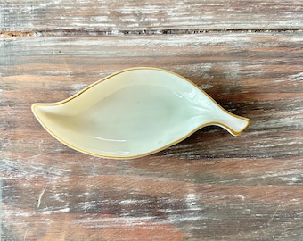 Vintage Lenox Leaf Trinket Dish, Olympia 24K Gold Trim, Made in USA