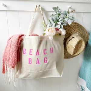 BEACH BAG over sized canvas tote, minimalist beach bag, preppy beach bag, big beach bag, customized bag, girls getaway beach bag, mom bag