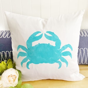 Crab throw pillow cover | coastal decor | coastal inspired | crab decor | beachy | coastal pillow cover | crab pillow | nautical | beach