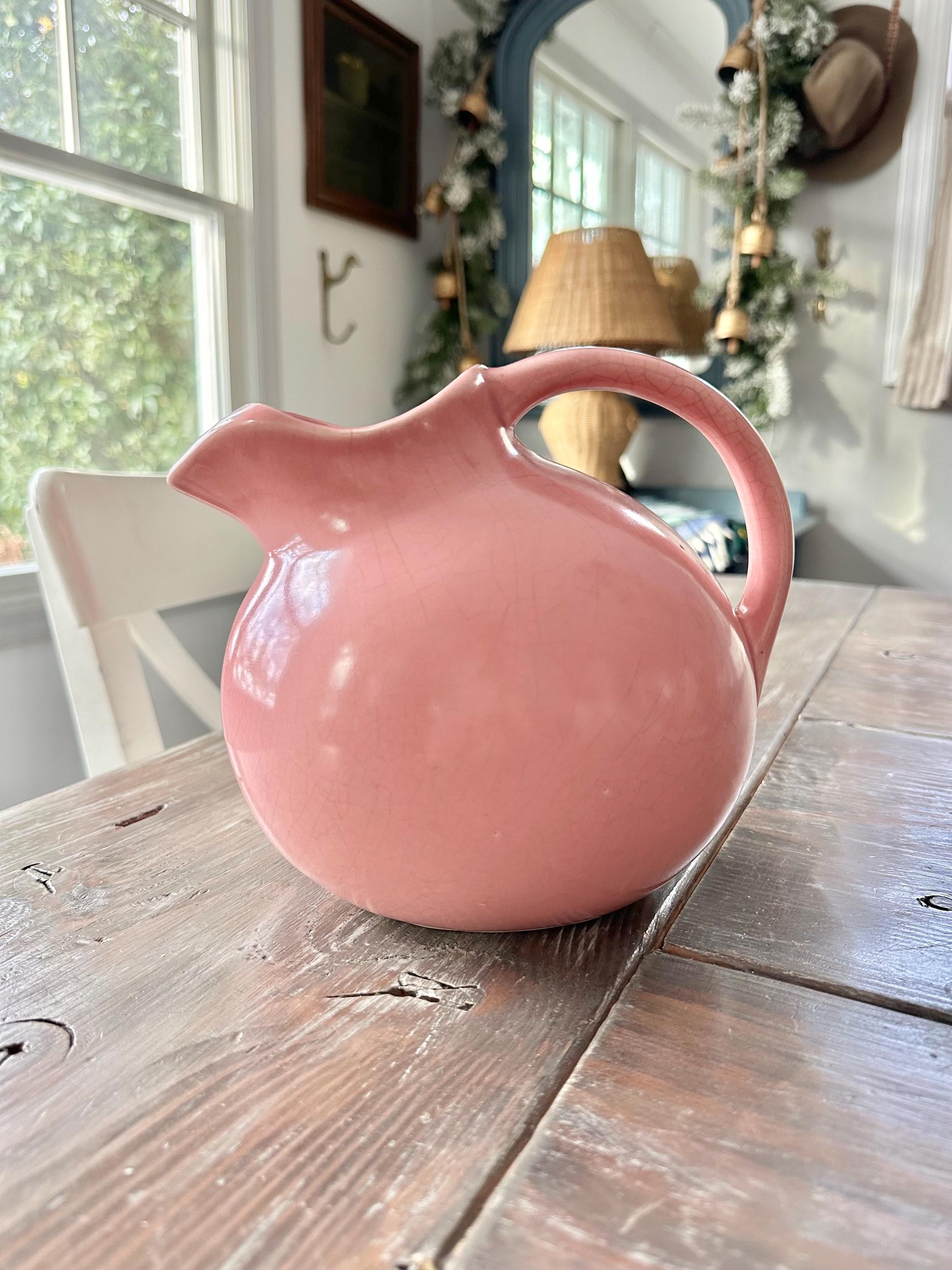 希少品！50's〜ピンク色アメリカンアンティークミッドセンチュリー陶器灰皿USA Vintage Mid Century Pink Ball Pitcher 1940s Pottery Marked USA